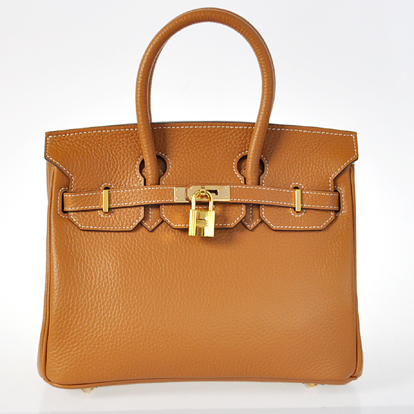 H25LSCG Hermes Birkin 25CM pelle Clemence in Cammello con oro h